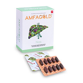 Viên uống Amfagold Hepa giúp giải độc gan, bổ gan, bảo vệ gan, tăng cường chức năng gan có chứa diệp hạ châu và sylimarin, phù hợp với người dùng nhiều bia rượu, chướng bụng, khó tiêu