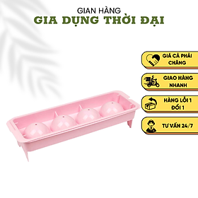 Khay Nhựa Làm Đá 4 Viên Tròn Có Nắp Hole Hàn Quốc KT: 26x9 Cm