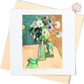 Thiệp Giấy Xoắn Nghệ Thuật - Roses and Statuette, 1890 _ Paul Gauguin - Decor Art - 15 x 15 - VN2XM115D02E1