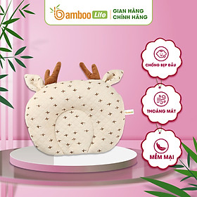 Gối chống bẹp đầu cho trẻ sơ sinh Bamboo Life Gối cao su non chống bẹp đầu méo đầu móp đầu Gối cho trẻ sơ sinh cao cấp êm ái BL101 hàng chính hãng - H