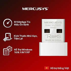 Bộ Chuyển Đổi Wifi Mercusys MW150US USB Wifi Nano N150 - Hàng Chính Hãng