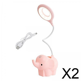 Hình ảnh 2xRechargeable Elephant Shape LED Table Desk Lamp Night Light  Pink