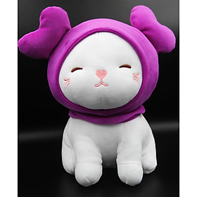 Thú Nhồi Bông/ Gấu Bông Mèo Đội Nón Siêu Dễ Thương 27 Cm (Tặng kèm móc khóa da bò thật màu ngẫu nhiên) BA00179
