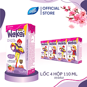 Lốc 4 Hộp Sữa Chua Uống Cho Bé Từ Thực Vật Wakai Kids (110ml x 4 hộp)