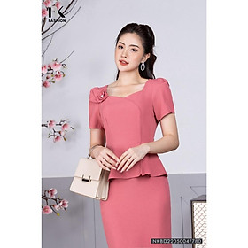 Bộ Đồ Nữ Công Sở NK Fashion Áo Cổ Chữ U Phối Chân Váy Bút Chì, Chất Liệu Vải Hàn Cao Cấp NKBD2205004