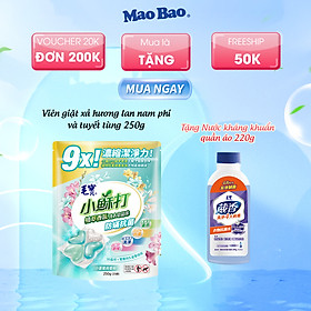 Viên giặt xả Mao Bao - Chống mạt và kháng khuẩn 10g*25 viên (Hương lan nam phi và tuyết tùng)