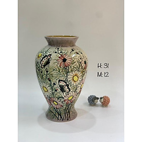 Mua Bình gốm cắm hoa-decor  vẽ thủ công. Gốm sứ Bát Tràng