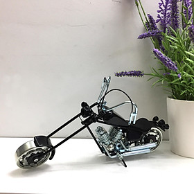 Mô hình xe mỹ nghệ sắt trang trí xe Moto Harley Davidson Chopper - Màu Đen