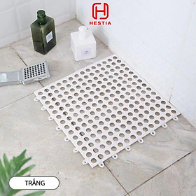 Thảm chống trượt nhà tắm bằng nhựa cao cấp, thảm nhựa nhà tắm màu trắng xám size 30 x 30cm nặng 200g siêu cấp
