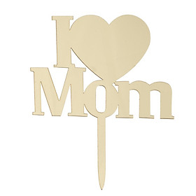 I Love Mom Heart Cake Topper Party Cake Baking Accessories Photo Prop