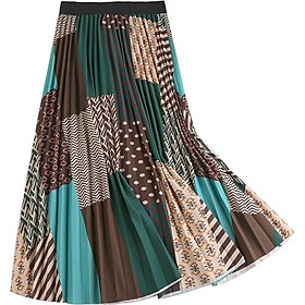Chân váy xếp ly Vintage dáng dài chất không nhăn VAY35 phối nhiều màu (Free size)
