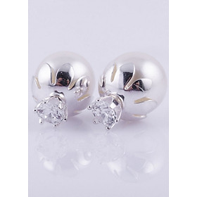 Bông tai nữ trang sức bạc Ý S925 Bạc Xinh Huệ Ngân- Hoa đá RYE140799