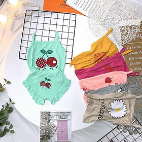 BỘ 2 DÂY BÉ GÁI VẢI COTTON IN HÌNH HOA QUẢ SUWBARRY SIÊU ĐÁNG YÊU