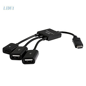 Dây Cáp OTG Chuyển Đổi 3 Trong 1 USB 3.1 Type-C Sang Micro USB 2.0