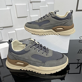 Giày thể thao nam, giày sneaker nam 2 màu xám và kem - H02