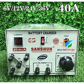 Máy sạc bình ắc quy 6V-12V-24V-36V  40A dùng cho ắc quy 200Ampe trở xuống