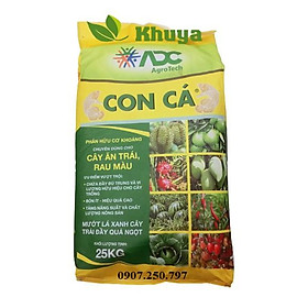 Phân bón hữu cơ khoáng Con Cá ADC bao 25kg Mướt lá Xanh lá