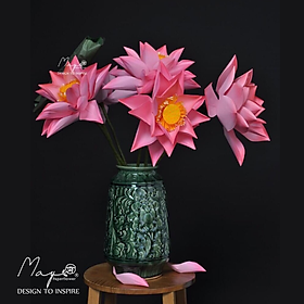 Hoa giấy handmade trang trí, Cành hoa sen handmade, Maypaperflower - hoa giấy nghệ thuật, hoa cắm bình, decor nhà ở