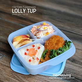 Hộp cơm chia 3 ngăn tupperware lolly tup 550ml - màu mới