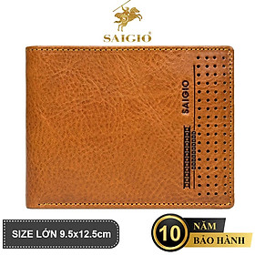 Ví Nam Polka Da Bò Full Grain, Size Lớn, Thiết Kế Cổ Điển, Đơn Giản - Mỏng Nhẹ, Dáng Ngang - Gập 2, Ngăn Đựng Tiền Có Khóa Kéo, Nhiều Ngăn Để Giấy Tờ Tiện Dụng