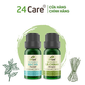 [TÙY CHỌN MÙI] Combo 2 tinh dầu Sả chanh và tinh dầu Oải hương 24Care 10ml/50ml/100ml - Xông thơm phòng, đuổi muỗi, khử mùi - Tinh dầu Bạc Hà/ Quế/ Bưởi/ Tràm Huế/ Hoa Hồng/ Ngọc Lan Tây