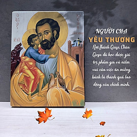 Mua Tranh Gỗ Icon Thánh Giuse Bồng Chúa Giêsu  - Tranh Gỗ Công Giáo Tặng Dịp Bổn Mạng Ý Nghĩa