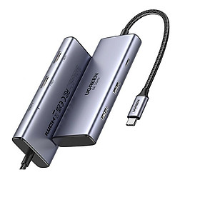 Ugreen UG15852CM498TK USB type C sang 1 x HDMI 2.1 8K30Hz + 1 x HDMI 2.0 4K60Hz + 1 x USB-C 5Gbps + 2 x USB3.0 + 1 x USB-C PD 100W Bộ chuyển 6in1 - HÀNG CHÍNH HÃNG