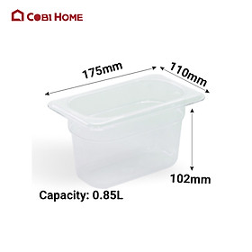 Hộp nhựa đựng thực phẩm 1/9, cao 102mm HORECA Samkwang SKCAMEL PC491FP