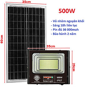 Mua Đèn Năng Lượng Mặt Trời  Đèn Pha Năng Lượng Mặt Trời 500w IP67 Vỏ Nhôm Đúc  Sáng Liên Tục  BH 2 Năm Hàng cao cấp chính hãng