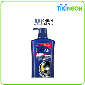 Dầu Gội Đầu cho nam 900g Clear Men Deep Cleanse Than hoạt tính đánh bay gàu, ngứa và vi khuẩn dưỡng tóc khỏi khói bụi