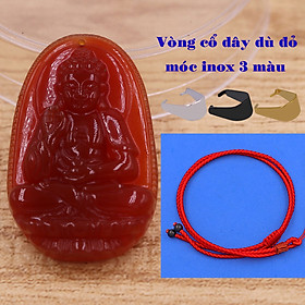Mặt dây chuyền A di đà mã não đỏ 3.6 cm kèm vòng cổ dây dù đỏ, Phật bản mệnh, mặt dây chuyền phong thủy