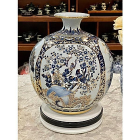 Mua Bình hút lộc vẽ thủ công vàng kim  bổ khung tứ cảnh Xuân- Hạ- Thu- Đông . Gốm sứ Bát Tràng cao cấp.