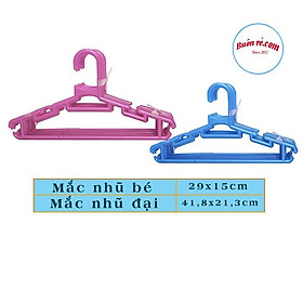 Set 10 móc treo quần áo -móc phơi đồ bằng nhựa Việt Nhật 2 size cho người lớn, trẻ em