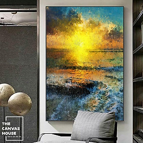 Mua Tranh Canvas Cảnh Biển Trừu Tượng (Đã có khung  móc  đinh treo) - The Canvas House - T1CBTT