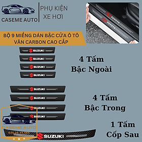 Bộ 9 Miếng Dán Vân Carbon Chống Trầy Xước Bậc Cửa Ô Tô Dành Cho Hãng Xe SUZUKI - Hàng Chính Hãng