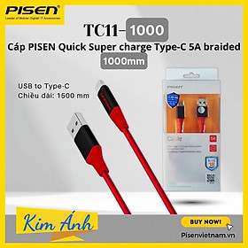 Dây sạc nhanh Pisen quick super charge Type-C 5Abraided 1000mm