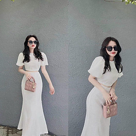 Set bộ đồ nữ áo tay phồng mix chân váy đuôi cá sang, xịn, mịn dành cho các tình yêu thích nhẹ nhàng, sang chảnh