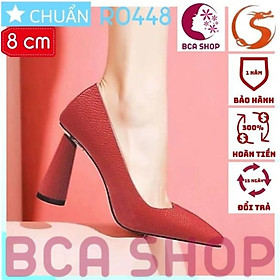 Giày cao gót nữ 8p RO448 ROSATA tại BCASHOP da tạo vân thời trang, gót trụ cách điệu - màu đỏ