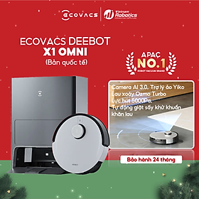 Robot Hút Bụi Lau Nhà Tự Đổ Rác Và Giặt Giẻ Ecovacs Deebot X1 Omni Thông Minh Công Suất Hút Lên Tới 5000pa Hệ thống AIVI 3D Thế Hệ 2 Có Sức Mạnh Tính Toán Hơn 8 Tần T8 Aivi, 16 Lần T9 - Hàng Chính Hãng