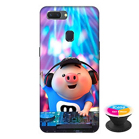 Ốp lưng điện thoại Oppo A5S hình Heo Con Làm DJ tặng kèm giá đỡ điện thoại iCase xinh xắn - Hàng chính hãng