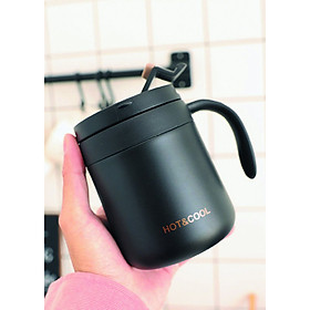 Bình Giữ Nhiệt 350Ml Hai Lớp Bằng Thép Không Gỉ, Bình Chân Không Giữ Nhiệt Cách Nhiệt Có Tay Cầm