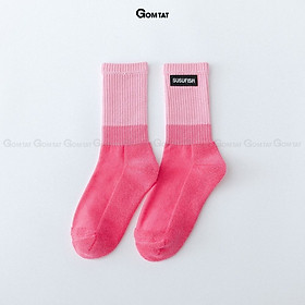 Tất vớ nam nữ cổ cao cao cấp GOMTAT có đệm xù êm chân, chất liệu cotton mềm mại thấm hút thoáng khí - SUSUFISH-ZHU-6004-1DOI - Hồng