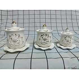 Mua Chung nước bạch ngọc trắng viển sen vàng có 3 size