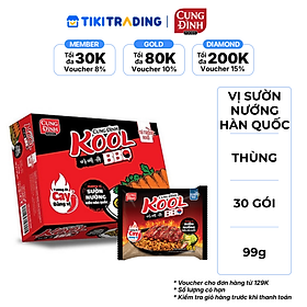 Thùng 30 Gói Mì Cung Đình Kool BBQ Hương Vị Sườn Nướng Hàn Quốc 99g