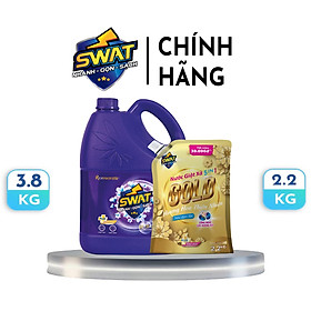 Combo 1 can nước giặt xả SWAT Romantic 3.8kg + 1 túi nước giặt xả SWAT Gold 2.2kg