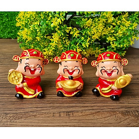 Bộ 03 tượng chibi Thần Tài size 6cm chiêu tài - may mắn