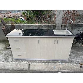 Mua Tủ Bếp Nhựa Đài Loan Cao 81cm Ngang 1m65 Bồn Đơn Màu Gỗ Sồi TB031