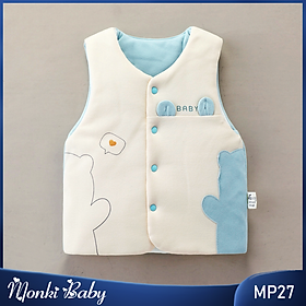 Áo gile sơ sinh cotton lót bông cho bé 0-1 tuổi, chất vải mềm mại, dày dặn giữ ấm tốt, thoáng khí thấm hút mồ hôi | MP27
