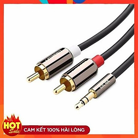 Dây loa 3.5mm sang 2 đầu AV 3m UGREEN 10590 - Cáp audio 3.5 ra 2 đầu RCA _Hàng chính hãng 