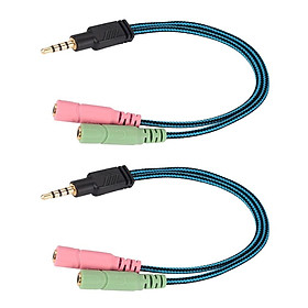 2pcs 3.5mm 3 Rings 2 Female to 1 Male Stereo Audio Y Splitter Cable Cord